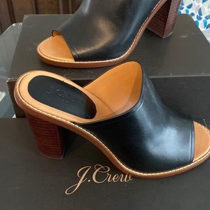 Black J.Crew open toe mules.